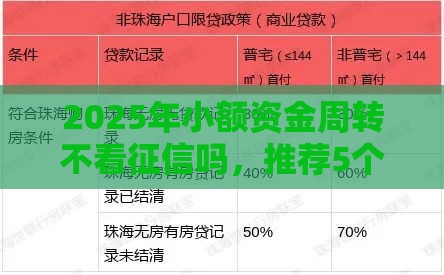 2025年小额资金周转不看征信吗，推荐5个最新花户贷款口子秒下的