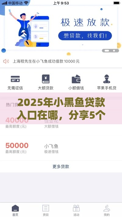 2025年小黑鱼贷款入口在哪，分享5个最新上海网贷是平台