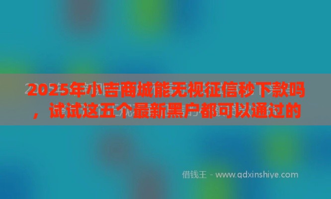 2025年小吉商城能无视征信秒下款吗，试试这五个最新黑户都可以通过的贷款平台