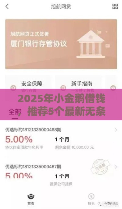 2025年小金鹅借钱，推荐5个最新无条件下款的平台