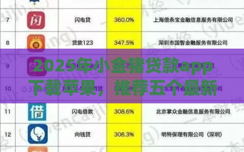 2025年小金猪贷款app下载苹果，推荐五个最新真实贷款平台