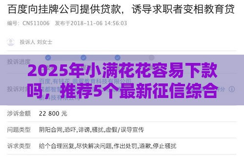 2025年小满花花容易下款吗，推荐5个最新征信综合评分不足能下款的平台