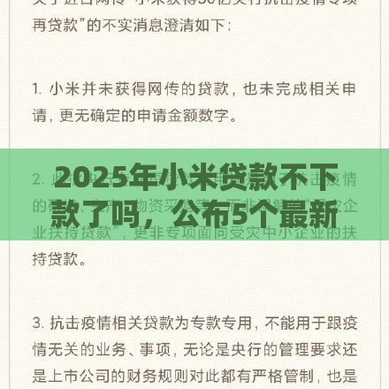 2025年小米贷款不下款了吗，公布5个最新有什么可以贷款的平台