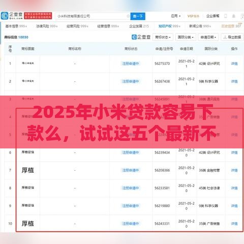 2025年小米贷款容易下款么，试试这五个最新不看征信网贷平台哪些好下款