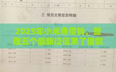 2025年小米惠借钱，整理五个最新征信黑了借款平台可以借钱应急