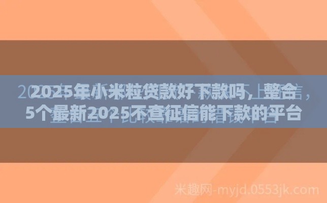2025年小米粒贷款好下款吗，整合5个最新2025不查征信能下款的平台