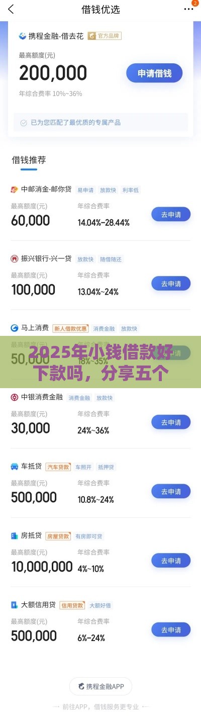 2025年小钱借款好下款吗，分享五个最新十八岁贷款平台