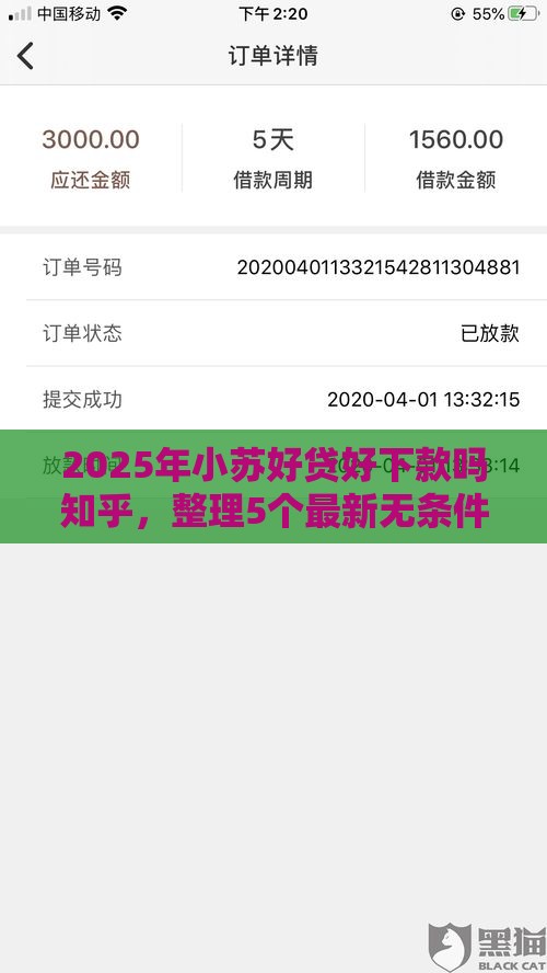 2025年小苏好贷好下款吗知乎，整理5个最新无条件放款的平台