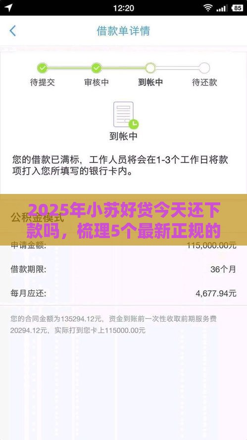 2025年小苏好贷今天还下款吗，梳理5个最新正规的网贷平台