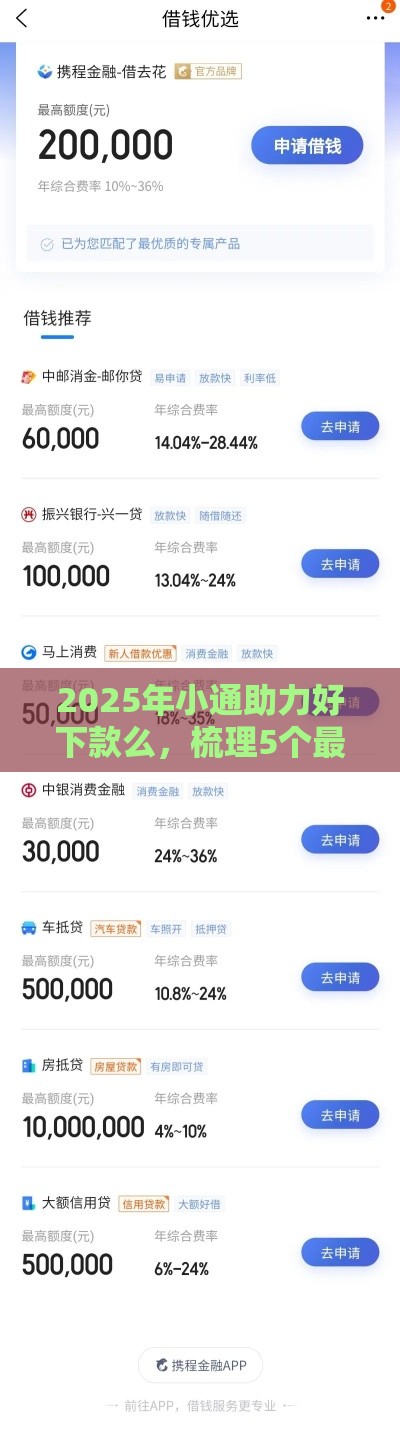 2025年小通助力好下款么，梳理5个最新平台借钱好通过