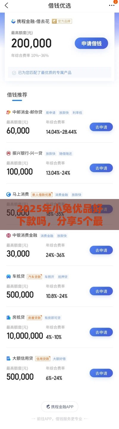 2025年小兔优品好下款吗，分享5个最新马云贷款平台