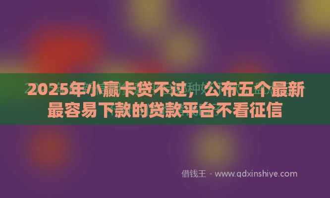 2025年小赢卡贷不过，公布五个最新最容易下款的贷款平台不看征信