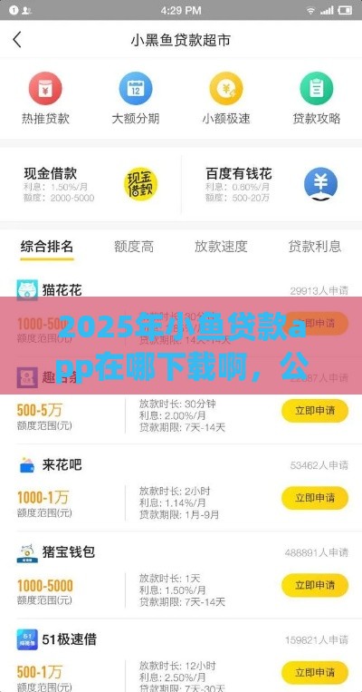 2025年小鱼贷款app在哪下载啊，公布五个最新黑户信用评分不足能下款的软件
