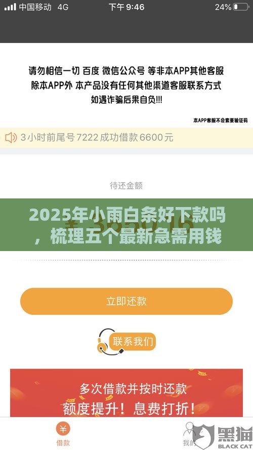 2025年小雨白条好下款吗，梳理五个最新急需用钱征信都黑了大数据分不足有没有平台能借