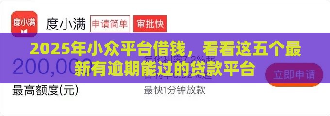 2025年小众平台借钱，看看这五个最新有逾期能过的贷款平台
