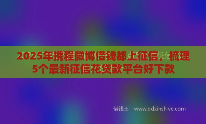 2025年携程微博借钱都上征信，梳理5个最新征信花贷款平台好下款