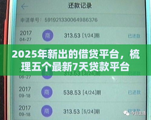 2025年新出的借贷平台，梳理五个最新7天贷款平台