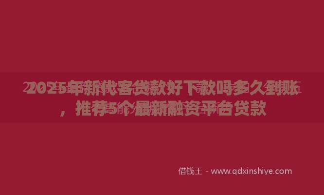 2025年新代客贷款好下款吗多久到账，推荐5个最新融资平台贷款