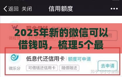 2025年新的微信可以借钱吗，梳理5个最新还有借款平台可以借钱