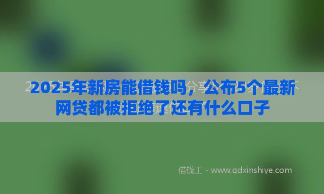 2025年新房能借钱吗，公布5个最新网贷都被拒绝了还有什么口子