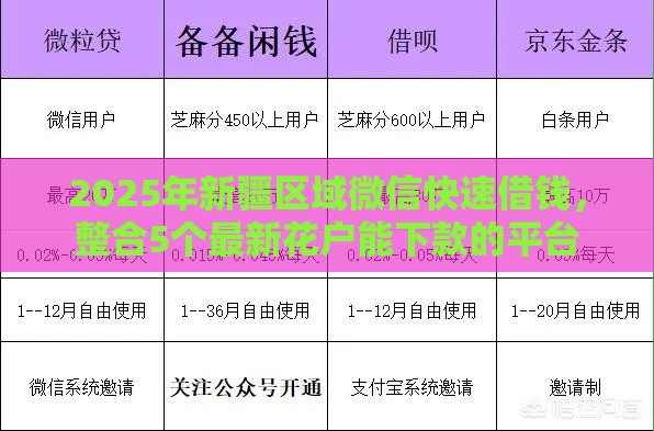 2025年新疆区域微信快速借钱，整合5个最新花户能下款的平台