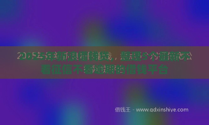 2025年新浪借钱贷，整理5个最新不看征信不看逾期的借钱平台