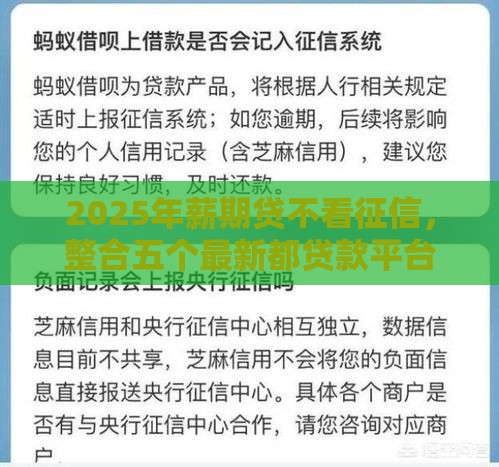 2025年薪期贷不看征信，整合五个最新都贷款平台