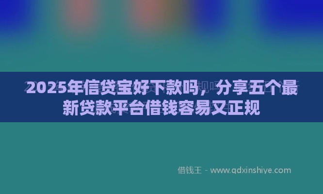2025年信贷宝好下款吗，分享五个最新贷款平台借钱容易又正规