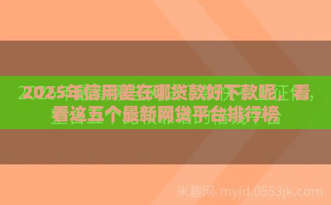 2025年信用差在哪贷款好下款呢，看看这五个最新网贷平台排行榜