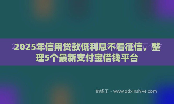 2025年信用贷款低利息不看征信，整理5个最新支付宝借钱平台