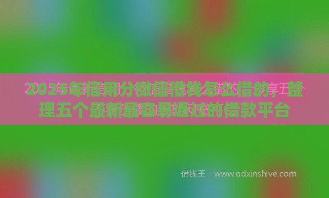 2025年信用分微信借钱怎么借的，整理五个最新最容易通过的借款平台