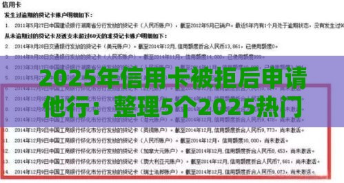 2025年信用卡被拒后申请他行：整理5个2025热门不看征信的借钱平台