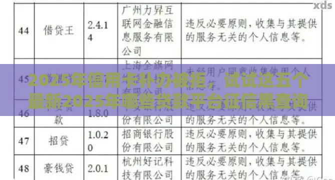 2025年信用卡补办被拒,试试这五个最新2025年哪些贷款平台征信黑查询多网贷多负债高还能百分百下款的 2025年信用卡补办被拒,试试这五个最新2025年哪些贷款平台征信黑查询多网贷多负债高还能百分百下款的