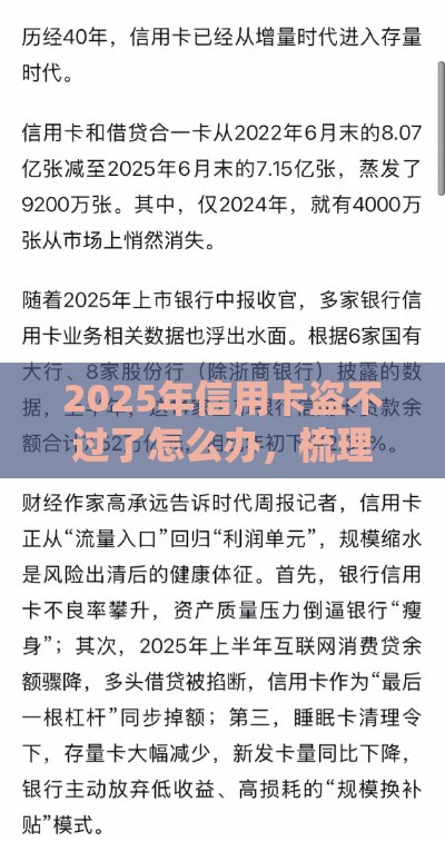 2025年信用卡盗不过了怎么办，梳理5个最新贷款平台推荐