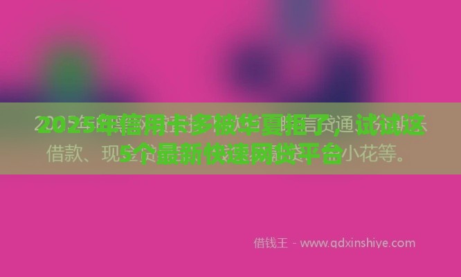 2025年信用卡多被华夏拒了，试试这5个最新快速网贷平台
