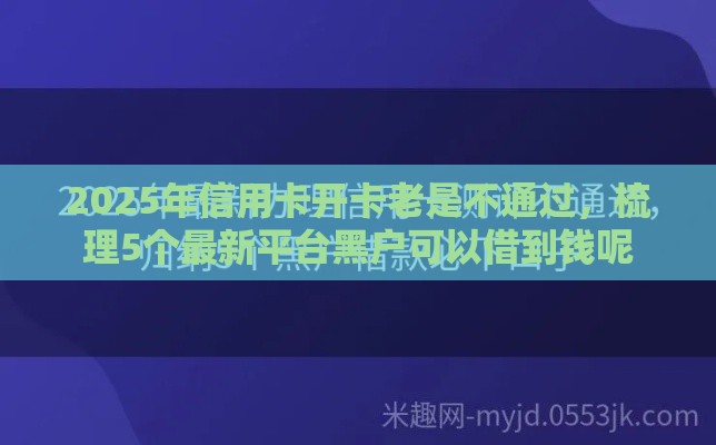 2025年信用卡开卡老是不通过，梳理5个最新平台黑户可以借到钱呢