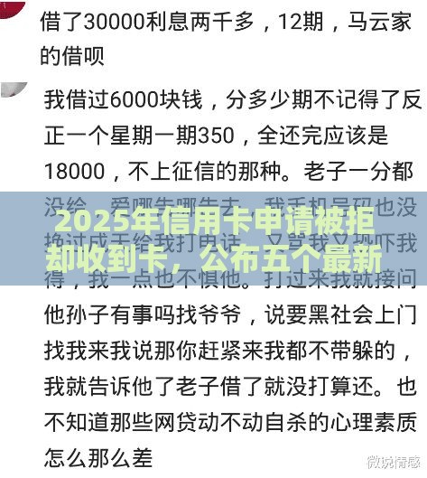 2025年信用卡申请被拒却收到卡，公布五个最新高利息贷款平台