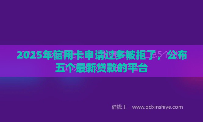2025年信用卡申请过多被拒了，公布五个最新贷款的平台