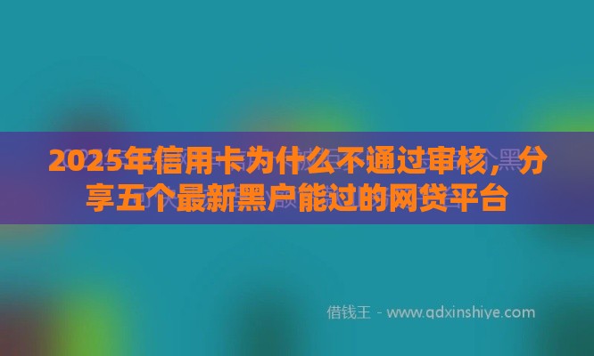 2025年信用卡为什么不通过审核，分享五个最新黑户能过的网贷平台