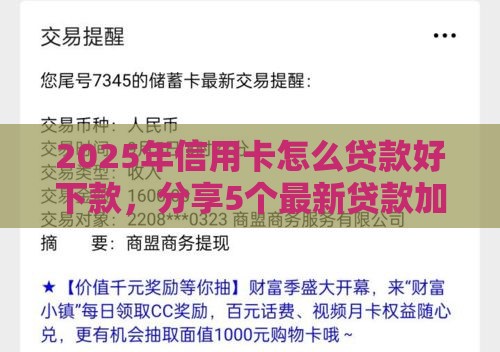 2025年信用卡怎么贷款好下款，分享5个最新贷款加盟平台