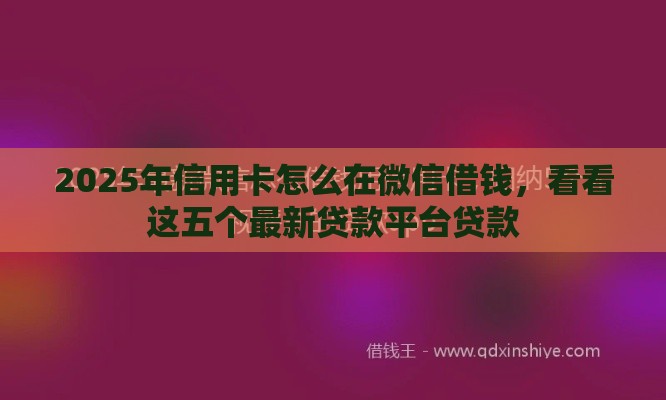2025年信用卡怎么在微信借钱，看看这五个最新贷款平台贷款