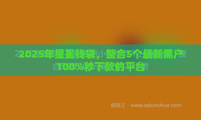 2025年星星钱袋，整合5个最新黑户100%秒下款的平台