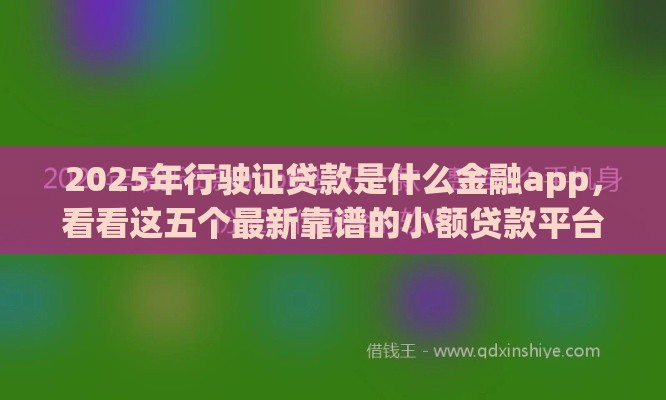 2025年行驶证贷款是什么金融app，看看这五个最新靠谱的小额贷款平台