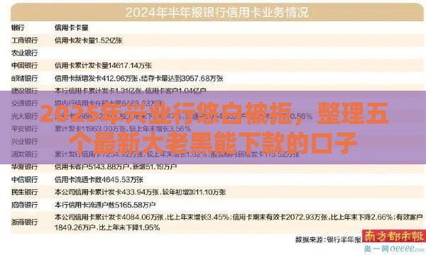 2025年兴业行悠白被拒，整理五个最新大老黑能下款的口子