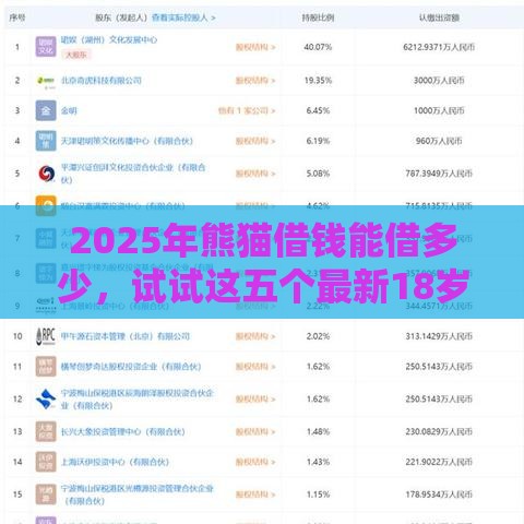 2025年熊猫借钱能借多少，试试这五个最新18岁能贷款的正规平台