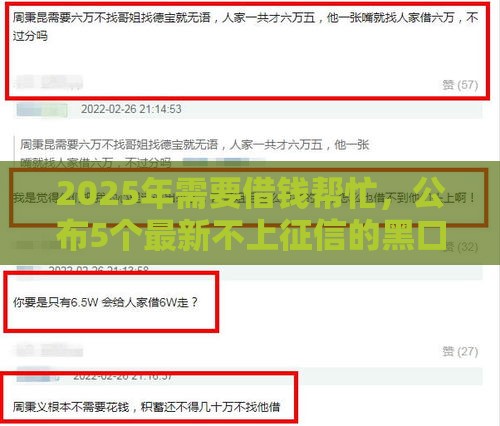 2025年需要借钱帮忙，公布5个最新不上征信的黑口子