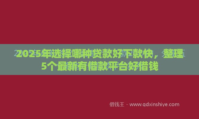 2025年选择哪种贷款好下款快，整理5个最新有借款平台好借钱