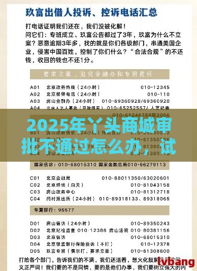 2025年丫头商城审批不通过怎么办，试试这五个最新网贷平台监管投诉电话