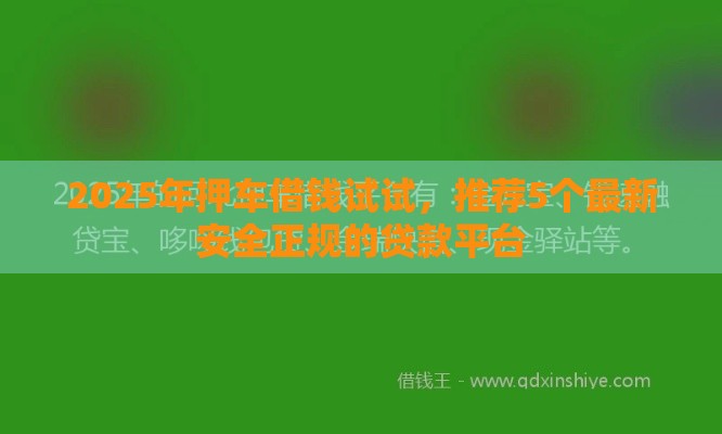 2025年押车借钱试试，推荐5个最新安全正规的贷款平台