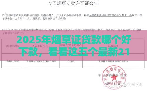 2025年烟草证贷款哪个好下款，看看这五个最新21岁借钱的平台100%能借到